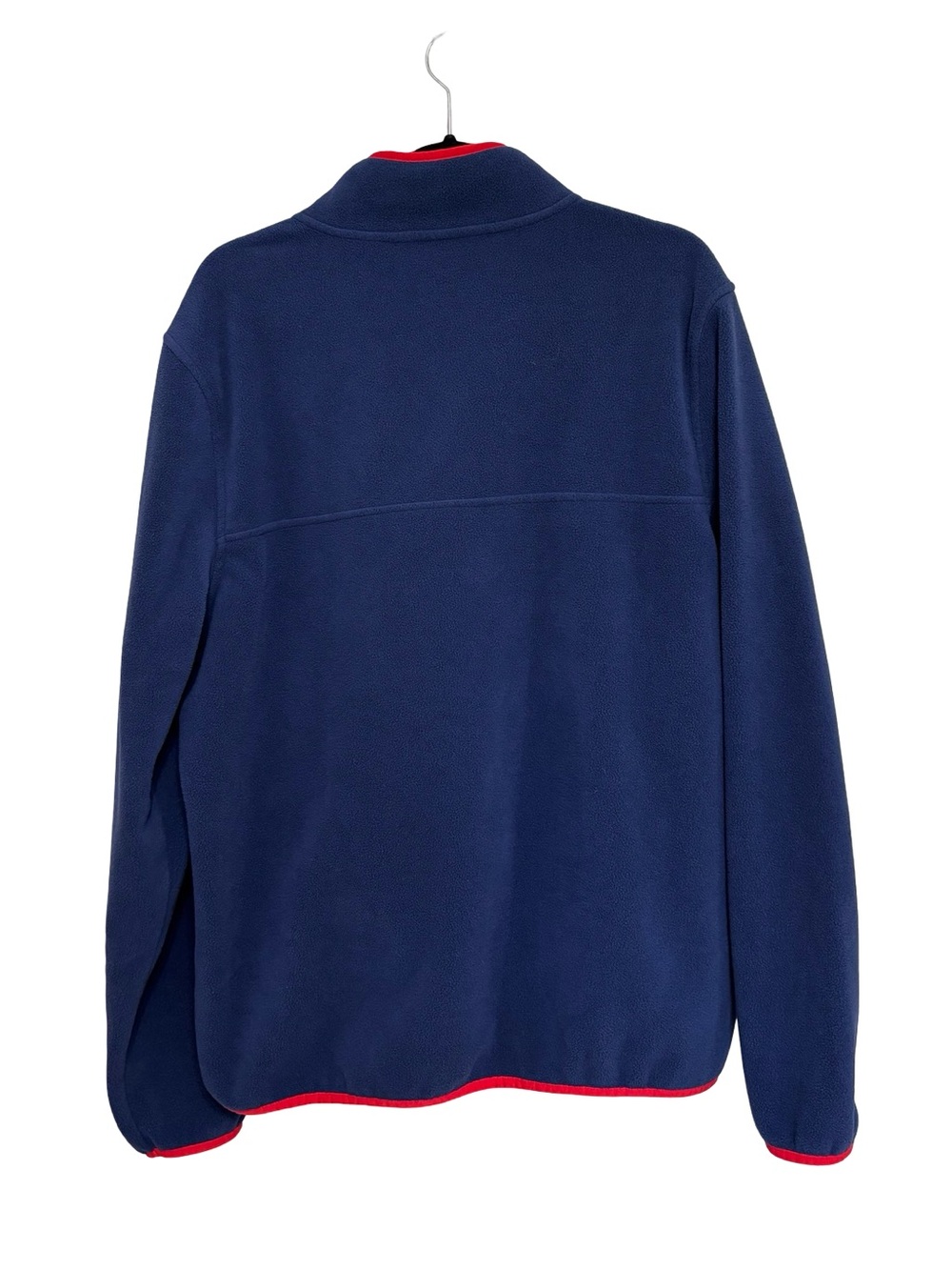 Lands End Men’s T-Snap Fleece Pullover in Navy Blue with Red Trim - Size L - Picture 3 of 8